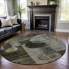 Piper Looms Mayfield Geometric AMF1114 Taupe Machine Washable Area Rug Round Lifestyle Image Feature