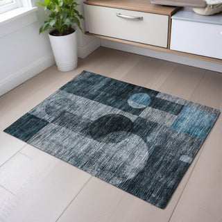 Piper Looms Mayfield Geometric AMF1114 Teal Machine Washable Area Rug Scatter Lifestyle Image Feature