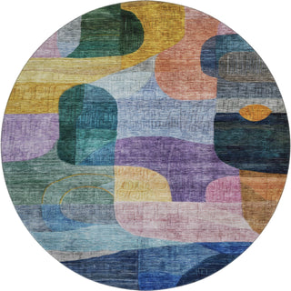 Piper Looms Mayfield Modern AMF1115 Blue Machine Washable Area Rug Round Main Image