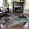 Piper Looms Mayfield Modern AMF1115 Brown Machine Washable Area Rug Round Lifestyle Image Feature