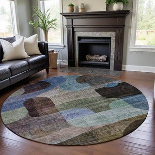 Piper Looms Mayfield Modern AMF1115 Brown Machine Washable Area Rug Round Lifestyle Image Feature