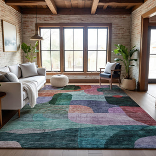 Piper Looms Mayfield Modern AMF1115 Green Machine Washable Area Rug Lifestyle Image Feature