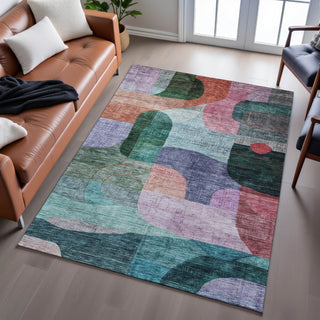 Piper Looms Mayfield Modern AMF1115 Green Machine Washable Area Rug Lifestyle Image Feature