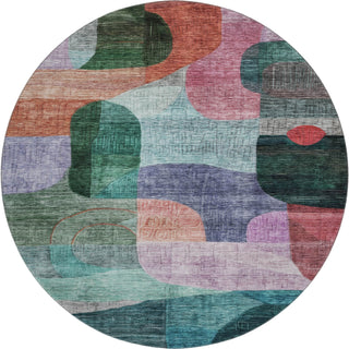 Piper Looms Mayfield Modern AMF1115 Green Machine Washable Area Rug Round Main Image