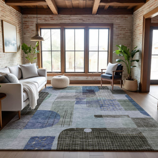 Piper Looms Mayfield Modern AMF1116 Blue Machine Washable Area Rug Lifestyle Image Feature