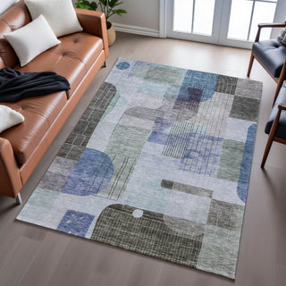 Piper Looms Mayfield Modern AMF1116 Blue Machine Washable Area Rug Lifestyle Image Feature