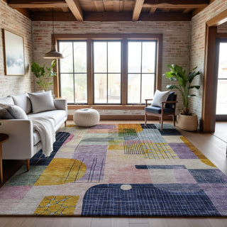 Piper Looms Mayfield Modern AMF1116 Plum Machine Washable Area Rug Lifestyle Image Feature