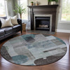 Piper Looms Mayfield Modern AMF1116 Teal Machine Washable Area Rug Round Lifestyle Image Feature