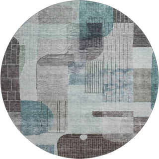 Piper Looms Mayfield Modern AMF1116 Teal Machine Washable Area Rug Round Main Image