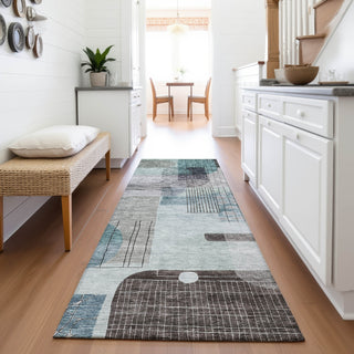 Piper Looms Mayfield Modern AMF1116 Teal Machine Washable Area Rug Runner Lifestyle Image Feature
