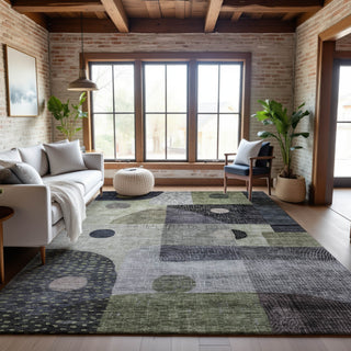 Piper Looms Mayfield Geometric AMF1117 Aloe Machine Washable Area Rug Lifestyle Image Feature