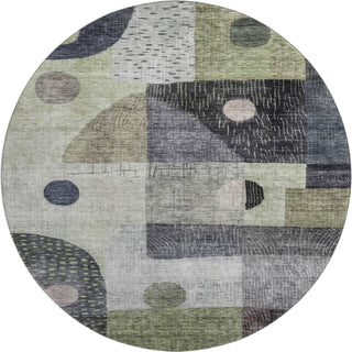 Piper Looms Mayfield Geometric AMF1117 Aloe Machine Washable Area Rug Round Main Image