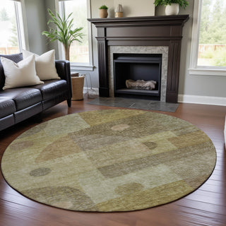 Piper Looms Mayfield Geometric AMF1117 Beige Machine Washable Area Rug Round Lifestyle Image Feature