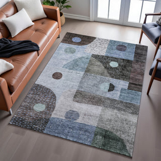 Piper Looms Mayfield Geometric AMF1117 Blue Machine Washable Area Rug Lifestyle Image Feature