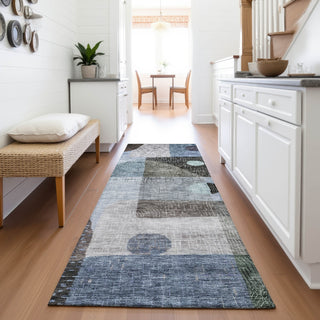 Piper Looms Mayfield Geometric AMF1117 Blue Machine Washable Area Rug Runner Lifestyle Image Feature