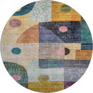 Piper Looms Mayfield Geometric AMF1117 Green Machine Washable Area Rug Round Main Image