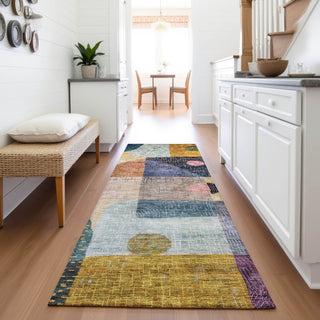 Piper Looms Mayfield Geometric AMF1117 Green Machine Washable Area Rug Runner Lifestyle Image Feature