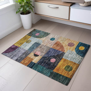 Piper Looms Mayfield Geometric AMF1117 Green Machine Washable Area Rug Scatter Lifestyle Image Feature
