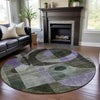 Piper Looms Mayfield Geometric AMF1117 Olive Machine Washable Area Rug Round Lifestyle Image Feature