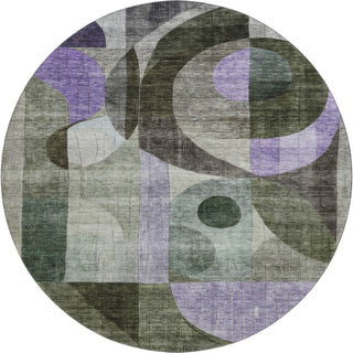 Piper Looms Mayfield Geometric AMF1117 Olive Machine Washable Area Rug Round Main Image