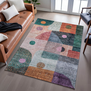 Piper Looms Mayfield Geometric AMF1117 Orange Machine Washable Area Rug Lifestyle Image Feature