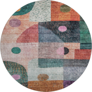 Piper Looms Mayfield Geometric AMF1117 Orange Machine Washable Area Rug Round Main Image