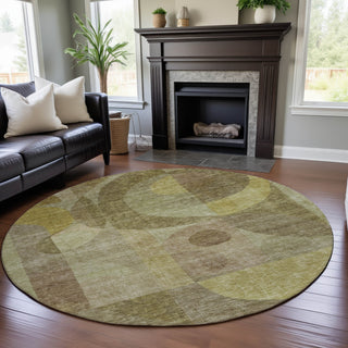 Piper Looms Mayfield Modern AMF1118 Wheat Machine Washable Area Rug Round Lifestyle Image Feature