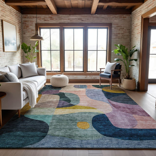 Piper Looms Mayfield Contemporary AMF1119 Green Machine Washable Area Rug Lifestyle Image Feature
