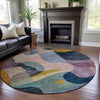 Piper Looms Mayfield Contemporary AMF1119 Green Machine Washable Area Rug Round Lifestyle Image Feature