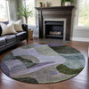 Piper Looms Mayfield Contemporary AMF1119 Olive Machine Washable Area Rug Round Lifestyle Image Feature