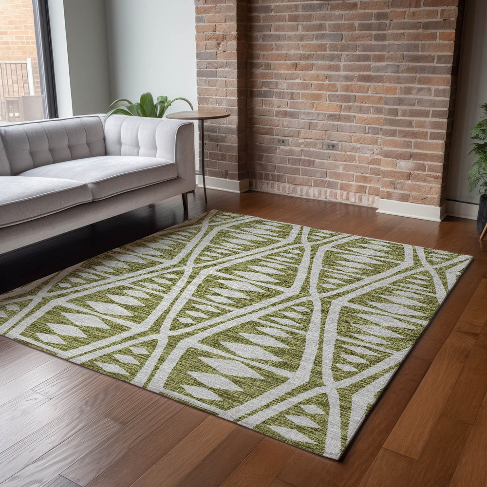 Piper Looms Mayfield Tribal Boho AMF112 Olive Machine Washable Area Rug Lifestyle Image Feature
