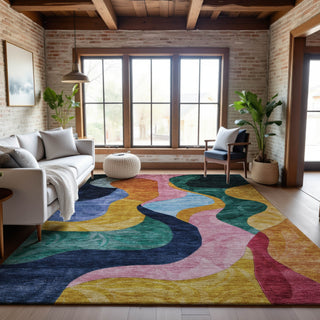 Piper Looms Mayfield Contemporary AMF1120 Green Machine Washable Area Rug Lifestyle Image Feature