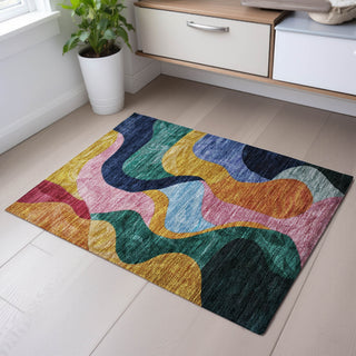 Piper Looms Mayfield Contemporary AMF1120 Green Machine Washable Area Rug Scatter Lifestyle Image Feature