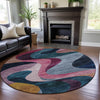 Piper Looms Mayfield Contemporary AMF1121 Green Machine Washable Area Rug Round Lifestyle Image Feature