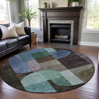 Piper Looms Mayfield Contemporary AMF1122 Brown Machine Washable Area Rug Round Lifestyle Image Feature