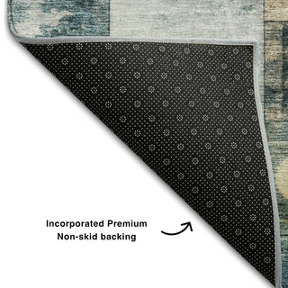 Piper Looms Mayfield Geometric AMF1123 Teal Machine Washable Area Rug Backing Image