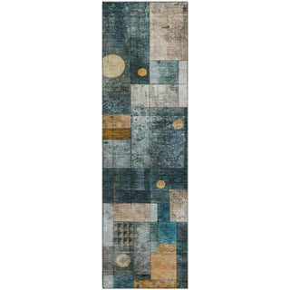Piper Looms Mayfield Geometric AMF1123 Teal Machine Washable Area Rug Runner Main Image