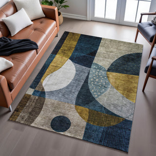 Piper Looms Mayfield Contemporary AMF1124 Blue Machine Washable Area Rug Lifestyle Image Feature