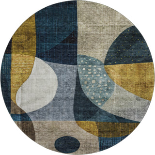 Piper Looms Mayfield Contemporary AMF1124 Blue Machine Washable Area Rug Round Main Image