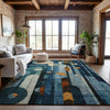 Piper Looms Mayfield Geometric AMF1125 Blue Machine Washable Area Rug Lifestyle Image Feature
