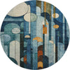Piper Looms Mayfield Geometric AMF1125 Blue Machine Washable Area Rug Round Main Image