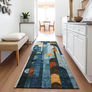 Piper Looms Mayfield Geometric AMF1125 Blue Machine Washable Area Rug Runner Lifestyle Image Feature