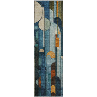Piper Looms Mayfield Geometric AMF1125 Blue Machine Washable Area Rug Runner Main Image