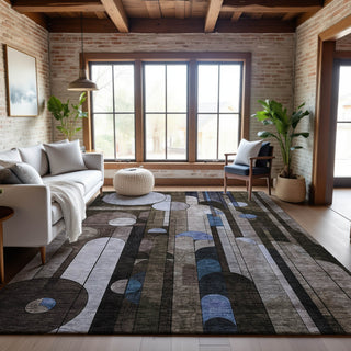 Piper Looms Mayfield Geometric AMF1125 Brown Machine Washable Area Rug Lifestyle Image Feature