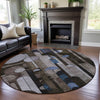 Piper Looms Mayfield Geometric AMF1125 Brown Machine Washable Area Rug Round Lifestyle Image Feature