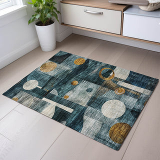 Piper Looms Mayfield Contemporary AMF1126 Teal Machine Washable Area Rug Scatter Lifestyle Image Feature