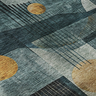 Piper Looms Mayfield Contemporary AMF1126 Teal Machine Washable Area Rug Swatch Image