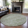 Piper Looms Mayfield Stripes AMF1127 Aloe Machine Washable Area Rug Round Lifestyle Image Feature