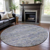 Piper Looms Mayfield Stripes AMF1127 Blue Machine Washable Area Rug Round Lifestyle Image Feature
