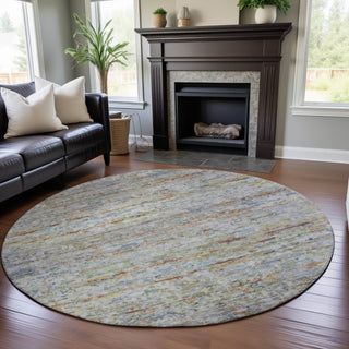 Piper Looms Mayfield Stripes AMF1127 Copper Machine Washable Area Rug Round Lifestyle Image Feature